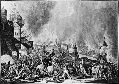 Napoleonic War of 1812, Moscow Fire, September 15, 1812 from an Engraving by L. Rugendas (1813) by Unknown